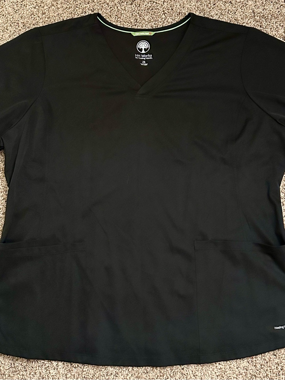 Healing Hands Black V-Neck Short Sleeve Scrub Top Monica 2X